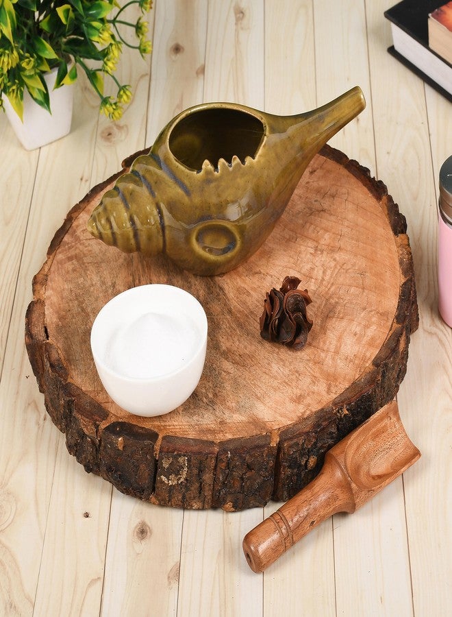 Qimacplus Leak Proof Durable Ceramic Neti Pot Comfortable Grip With 10 Sachet Neti Salt | Microwave and Dishwasher Friendly Natural Treatment for Sinus and Congestion Attractive Designed (Dark Yellow) - Image 3